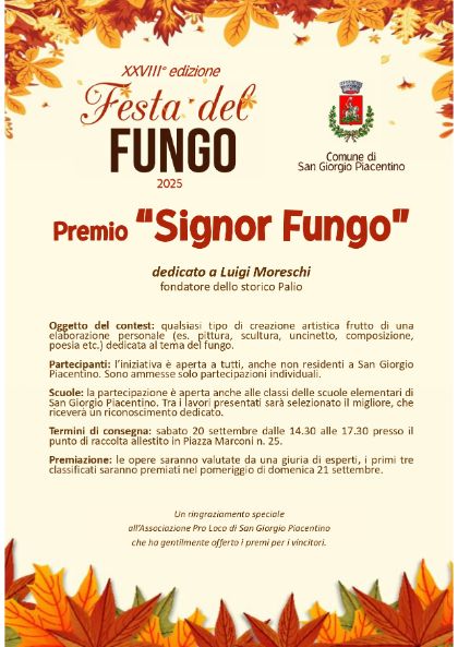 Concorso Signor Fungo 2025 Concorso Signor Fungo 2025