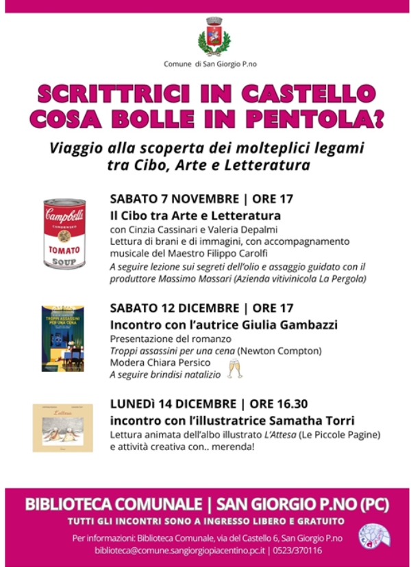 locandina rassegna "scrittrici in castello. cosa bolle in pentola"